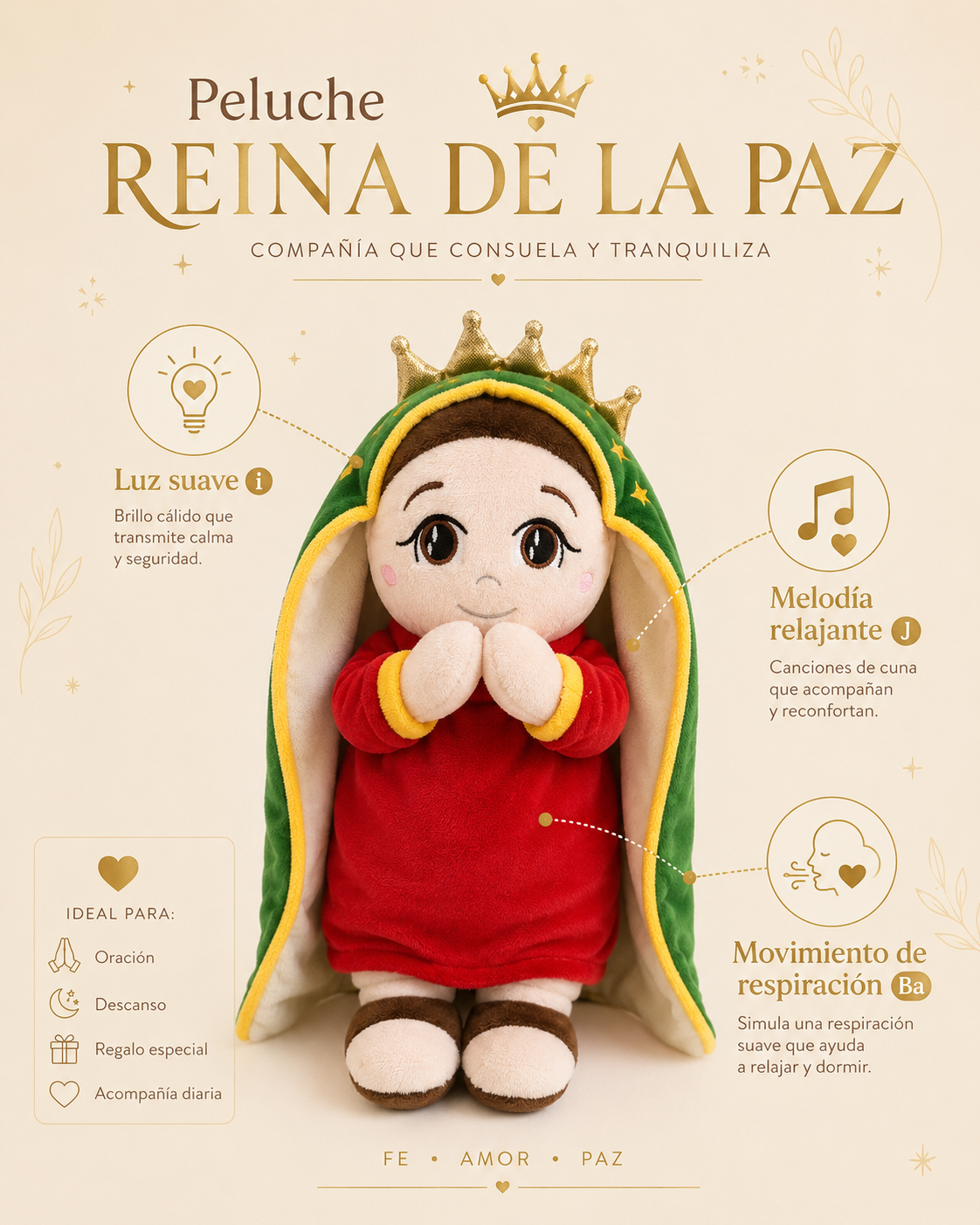 Peluche Virgen de Guadalupe – Reina de la Paz 2